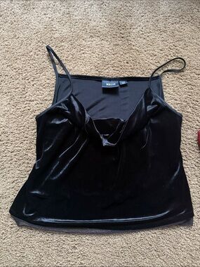 Maeve Black Velvet Draped Cowl Neck Camisole